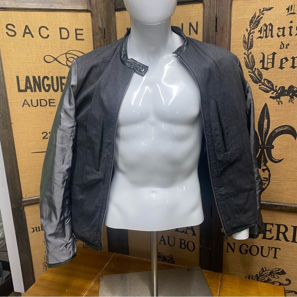 Theory Men's Dark Green Leather Zip Up Jacket, M - Picture 9 of 12